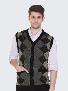 GODFREY Geometric Printed Woollen Cardigan