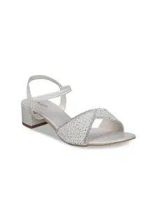 Metro Embellished Open Toe Block Heels