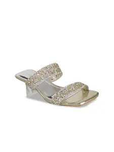 Metro Embellished Open Toe Block Heels