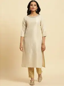 W Woven Design Sequinned Kurta