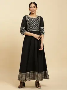W Floral Embroidered Sequinned Ethnic Dress