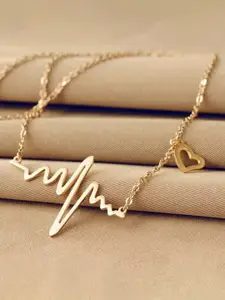 Krelin Gold Plated Heartbeat Pendant Necklace
