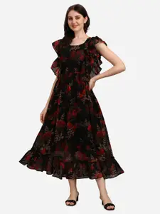 Fashion2wear Floral Printed Ruffled Fit & Flare Maxi Dress