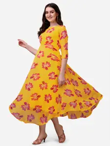 Fashion2wear Floral Printed A-Line Midi Dress
