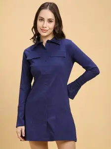 FOREVER 21 Blue Shirt Collar Shirt Dress