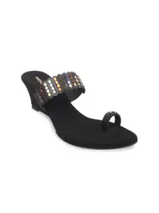 Mochi Embellished One Toe Wedge Heels