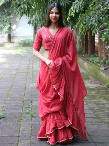 Chidiyaa Sequinned Ready to Wear Ruffled Saree