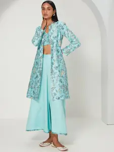 Ancestry Floral Printed Longline Open Front Shrug