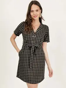 DRIRO Checked Belted Shirt Dress