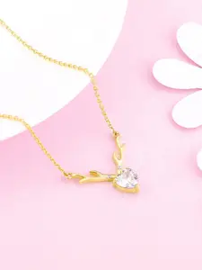 GIVA925 Sterling Silver Gold Plated Cubic Zirconia Studded Necklace