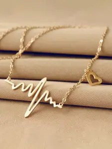 FIMBUL Gold Plated Heartbeat Pendant Necklace