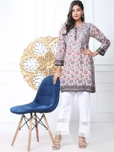 HOUSE OF KARI Floral Printed Cotton Straight Kurta