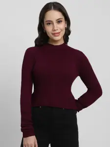 FOREVER 21 Ribbed High Neck Pullover Sweater