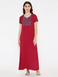 Sand Dune Floral Embroidered Maxi Nightdress