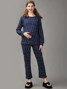 The Mom Store Maternity Printed Pure Cotton Top With Trousers Co-Ords