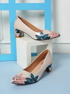 Style Shoes Printed Block Pumps