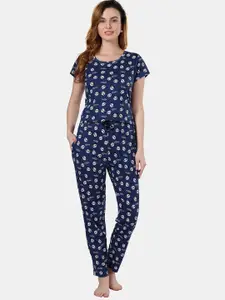 Fabme Typography Printed  Pure Cotton Night suit