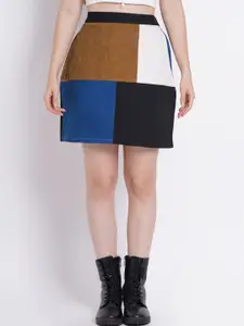 SUMAVI-FASHION Colourblocked Above Knee Organic Cotton Skirt