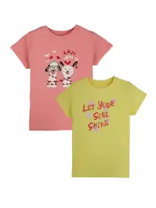 Gini and Jony Pack Of 2 Printed Cotton T-Shirt