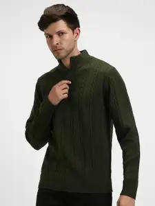 Dennis Lingo Self Design Cable Knit Acrylic Pullover