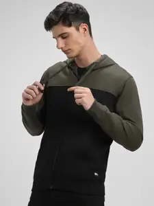 Dennis Lingo Colourblocked Long Sleeves Hooded Front-Open Sweatshirt
