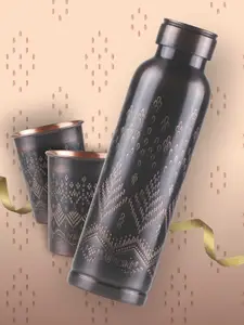 Milton Copper Elegante Gift Set 3 Pieces Ethnic Bottle 940 ml and Tumblers 240 ml Each