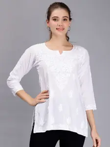 Seva Chikan Ethnic Motifs Embroidered Lucknowi Chikankari Kurti