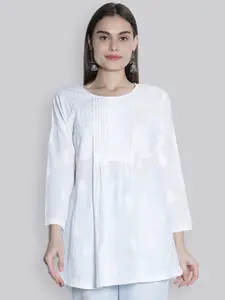 Seva Chikan Ethnic Motifs Embroidered Lucknowi Chikankari A-Line Kurti