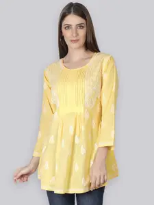 Seva Chikan Ethnic Motifs Embroidered Lucknowi Chikankari A-Line Kurti