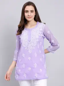Seva Chikan Ethnic Motifs Chikankari Embroidered Kurti With Camisole
