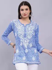 Seva Chikan Floral Embroidered Chikankari Kurti