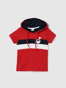 max Boys Striped Hooded Pure Cotton T-Shirt