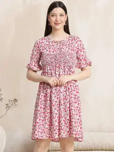 BAESD Floral Printed Smocked Fit and Flare Dress