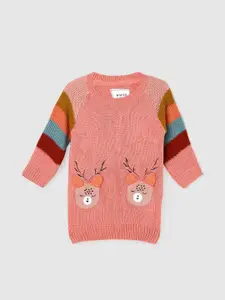 max Girls Graphic Printed Acrylic Pullover Sweater