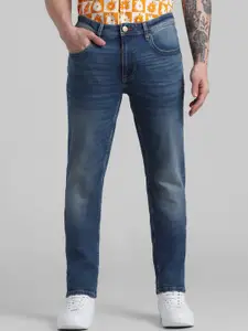 Jack & Jones Men Ben Skinny Fit Low-Rise Heavy Fade Clean Look Stretchable Jeans