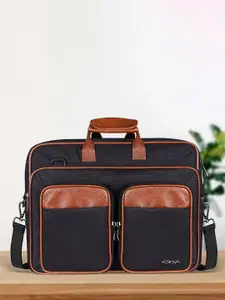 LOREM Unisex Maroon & Black Textured Laptop Bag