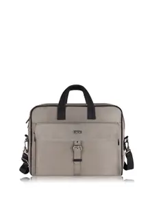 LOREM Unisex Grey & Brown Textured Laptop Bag