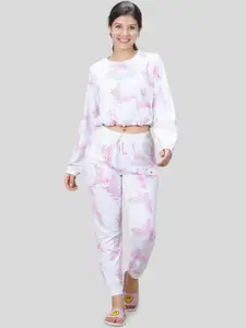 She N She Floral Printed Round Neck Night suit