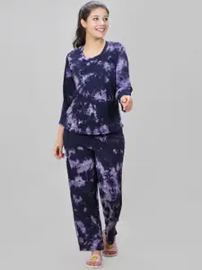 She N She Tie and Dye Printed Night Suit
