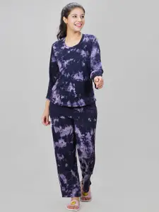 She N She Tie and Dye Printed Night Suit
