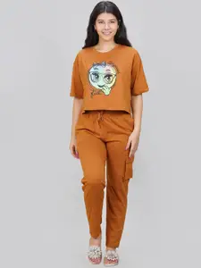 She N She Printed T-Shirt With Trousers