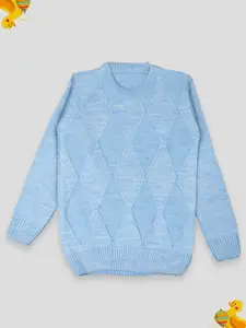 Kidbea Boys Geometric Pattern Round Neck Long Sleeves Woolen Pullover