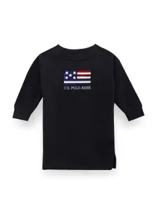 U.S. Polo Assn. Kids Girls Round Neck Sequinned Pure Cotton T-shirt Dress