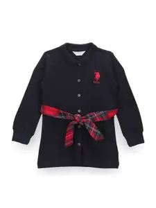 U.S. Polo Assn. Kids Girls Shirt Collar A-Line Dress