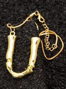 Lyla Gold-Plated Minimal Initial Letter Pendant Detail Chain
