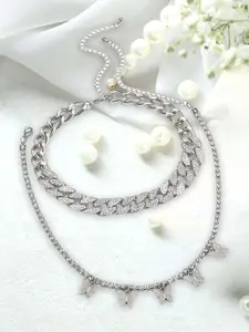 Lyla Artificial Stones Studded Stainless Steel Layered Necklace