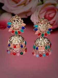 Sukkhi Gold Plated Stone Studded & Beaded Jhumkas