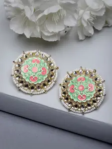Sukkhi Gold Plated Kundan Studded Contemporary Enamelled Studs Earrings