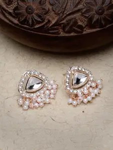 Sukkhi Rose Gold-Plated Kundan-Studded Contemporary Drop Earrings