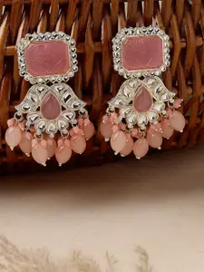 Sukkhi Gold-Plated Kundan Studded Contemporary Drop Earrings